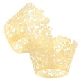 thumbnail image 7 of Uxcell 50-Pack Cupcake Wrappers, Pearlescent Art paper, Floral Lace Hollow Out Cupcake Liners for Wedding/Birthday Party Decoration[White Gold], 7 of 7