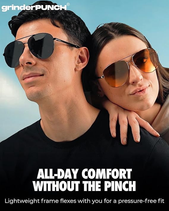 grinderPUNCH Big XL Wide Frame Extra Large Aviator Sunglasses Oversized For Men Women UV Protection