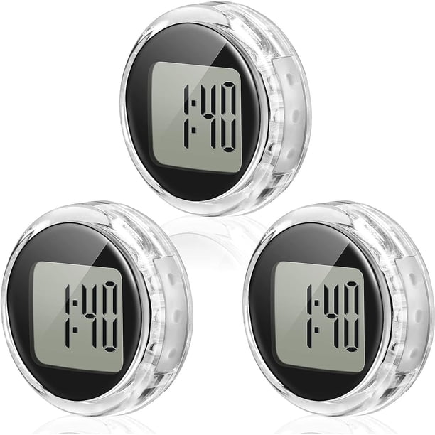 (3 piezas) Mini relojes de motocicleta Reloj impermeable adhesivo para montaje en motocicleta Relojes digitales para vehículo, automóvil, más de 1,1 de diámetro