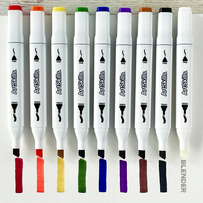  Royal & Langnickel Azure, 7pc Dual-Tip, Alcohol Based Marker  Set, Includes - 6 Markers & 1 Blender, Pastel Colors