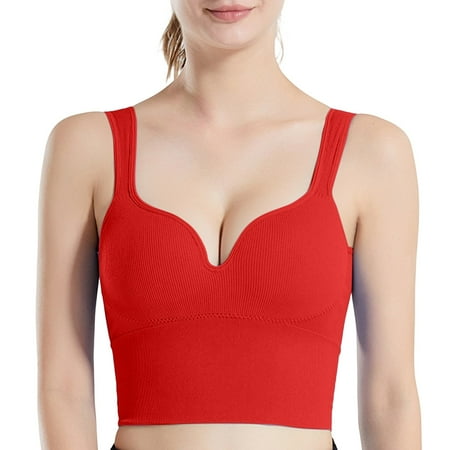 Clearance DondPO Women s Tanks & Camis Womens Front Closure Bra Racerback Plus Size Unlined Underwire Full Coverage Bras Tank Top with Built In Bra Bra Tank Tops for Women Red 2XL