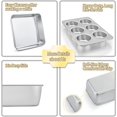 thumbnail image 6 of Stainless Steel Bakeware Set of 7 Pieces Oven and Toaster Oven Baking Pan Set Square Round Cake Pan Muffin Pan Loaf Pan Lasagna Pan Baking Sheet Dishwasher Safe, 6 of 7