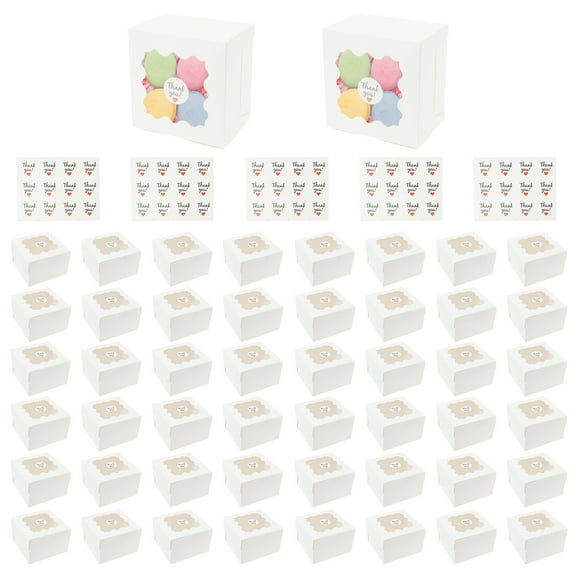 Small Cookies Boxes Kit Beautiful Elegant Dessert Cakes Pack Bulk Set Versatile Mini Bakery Boxes with Clear Window for Party
