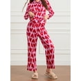 thumbnail image 5 of Women Heart Print Pajamas Set Long Sleeve Button Down Shirts Long Pants Sleepwear 2 Piece Lounge Set, 5 of 7