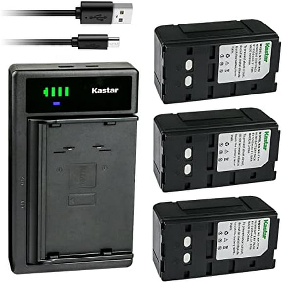 Kastar 3-Pack NP-77H Battery and LTD2 USB Charger Compatible with Sony CCD-F330 CCD-F335 CCD-F34 CCD-F340 CCD-F35 CCD-F350 CCD-F350E CCD-F355E CCD-F36 CCD-F360 CCD-F365 CCD-F370E CCD-F375E CCD-F38
