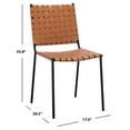 thumbnail image 3 of SAFAVIEH Wesson Contemporary Leather Solid Dining Side Chair, Cognac/Black (Set of 2), 3 of 14