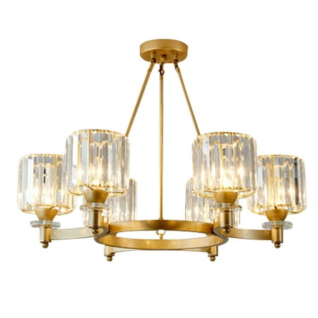 

Oukaning 6 Head Golden Modern Minimalist Crystal Chandelier Without Light Source 110V （Gold）