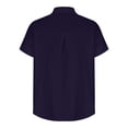 thumbnail image 3 of QLEICOM White V Neck Shirts for Women, Summer Button Down Shirt, Solid Color Lapel Short Sleeve Blouse, Casual Office Bussiness Shirts Plain Blouses Tops Blue S, 3 of 4