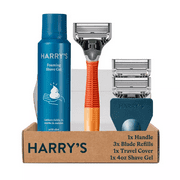 Harry's Truman Shaving Kit for Men with Razor Handle, 3 Cartridges, and Shave Gel - Orange