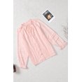 thumbnail image 4 of ABPHQTO Blusa de mujer con botones y ribete de volantes de encaje dulce rosa, 4 of 5