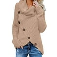 thumbnail image 7 of Frontwalk Ladies Pullover Solid Color Sweater Long Sleeve Jumper Tops Loungewear Loose Knitted Sweaters Winter Warm Khaki S, 7 of 7