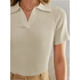 thumbnail image 6 of Womens V Neck T Shirts Short Sleeve Slim Fit POLO Tops Solid Color Trendy Summer Basic Tee T-Shirts, 6 of 6