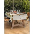 thumbnail image 3 of Outdoor Tablecloth with Umbrella Hole for Patio/Picnic/Party/Camping, Spring Honey Gnomes Waterproof Table Cloth Rectangle Table Cover Washable, Farmhouse Sunflower Black Checkered (60"x 120"), 3 of 8