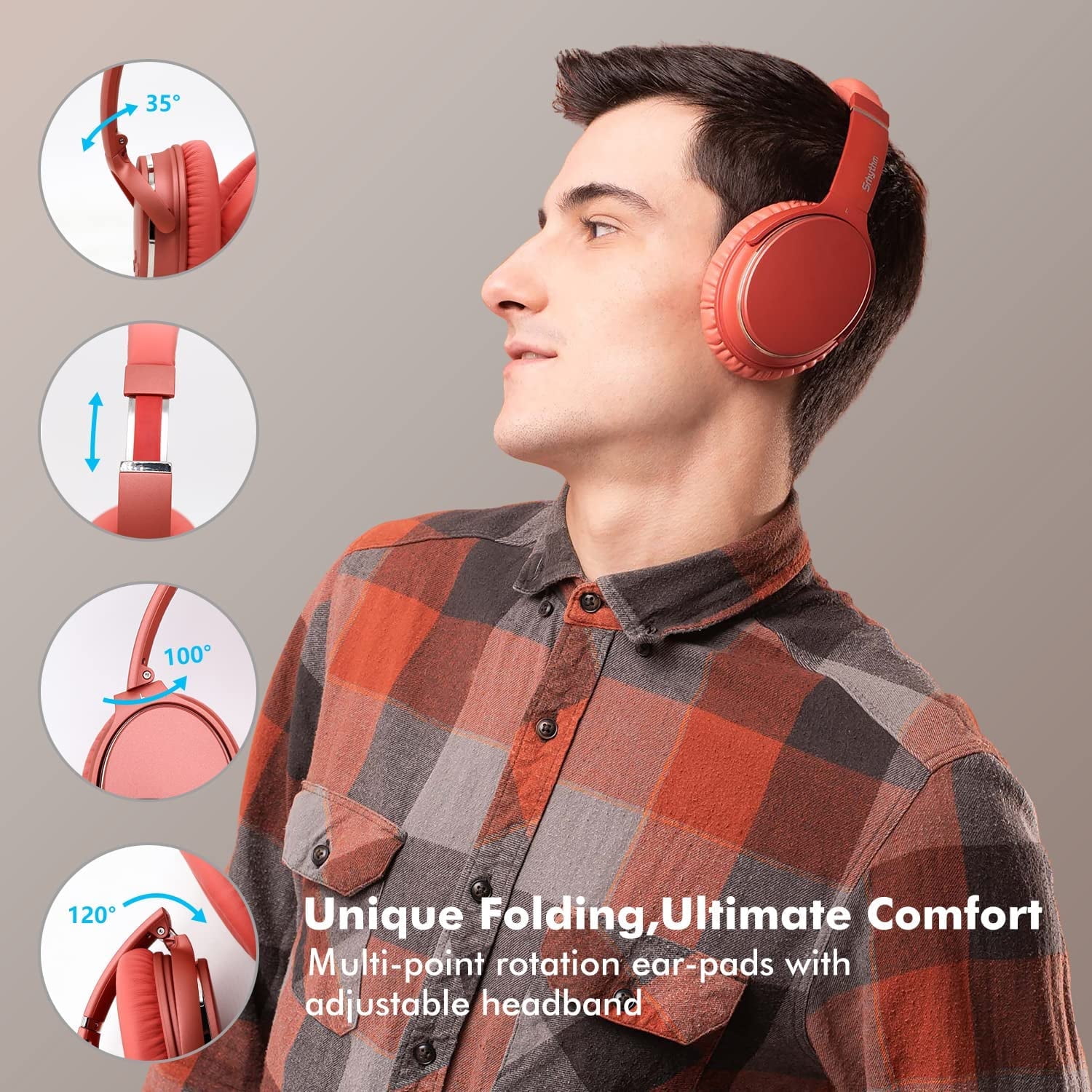 Restored Srhythm NC25 Active Noise Cancelling Headphones Bluetooth 5.3,ANC Stereo Headset over-Ear with Hi-Fi,Mic,50H Playtime,Voice Assistant,Low Latency Game Mode (Refurbished)