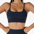 thumbnail image 2 of SWSMCLT Women's Yoga Crop Top Summer Quick Dry Ribbed Fitted Gym Workout Camisole Shirt with Built-in Bra Push Up Support Padded Cami Sexy Navy 12, 2 of 4