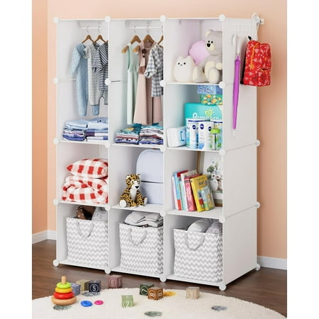 Baby Closet Organizer for Nursery - Durable Baby Wardrobe Armoire for Closet - Customizable Dresser Shelves - Waterproof Shelf Clothes Organizer w/Wall Fixation (Pink)