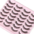 thumbnail image 5 of Natural Lashes Short Eyelashes Wispy False Mink Lash Pack 14 Pair Natural Look Fluffy Cat Eye Strip Eyelash Small Fake Lashes Full Sets for and Beginners (F1 | 8-14mm), 5 of 5
