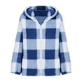thumbnail image 4 of Pyhlmscde Women's Fuzzy Fleece Zip Up Hooded Warm Plaid Coats, Fleece Jacket Women, Womens Tops, Fall Coats, 4 of 4