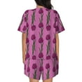 thumbnail image 3 of Bixox Women's Tulips Flowers Printed Pajama Set 2 Piece Lounge Set Top and Shorts Soft Pajamas, Shorts with Pockets, 3 of 7