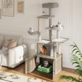 thumbnail image 2 of Cat Tree with Litter Box Enclosure, Hidden Cat Washroom Furniture,All-in-one Indoor Kitten House w/Scratching Posts, Multiple Platform and Condo, Modern Style Cat Tower, Hammock, 2 of 8