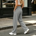 thumbnail image 3 of KICILVS Straight Leg Pants Women High Waist Wide Sweatpants Drawstring Elastic Casual Trousers with Pockets Comfy Bottoms Gray, 3 of 8