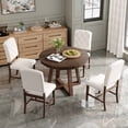 thumbnail image 3 of Harper & Bright Designs 5 Pieces Functional Dining Set for 4, Round Table with Leaf and 4 Upholstered Chairs for Kitchen, Walnut, 3 of 19