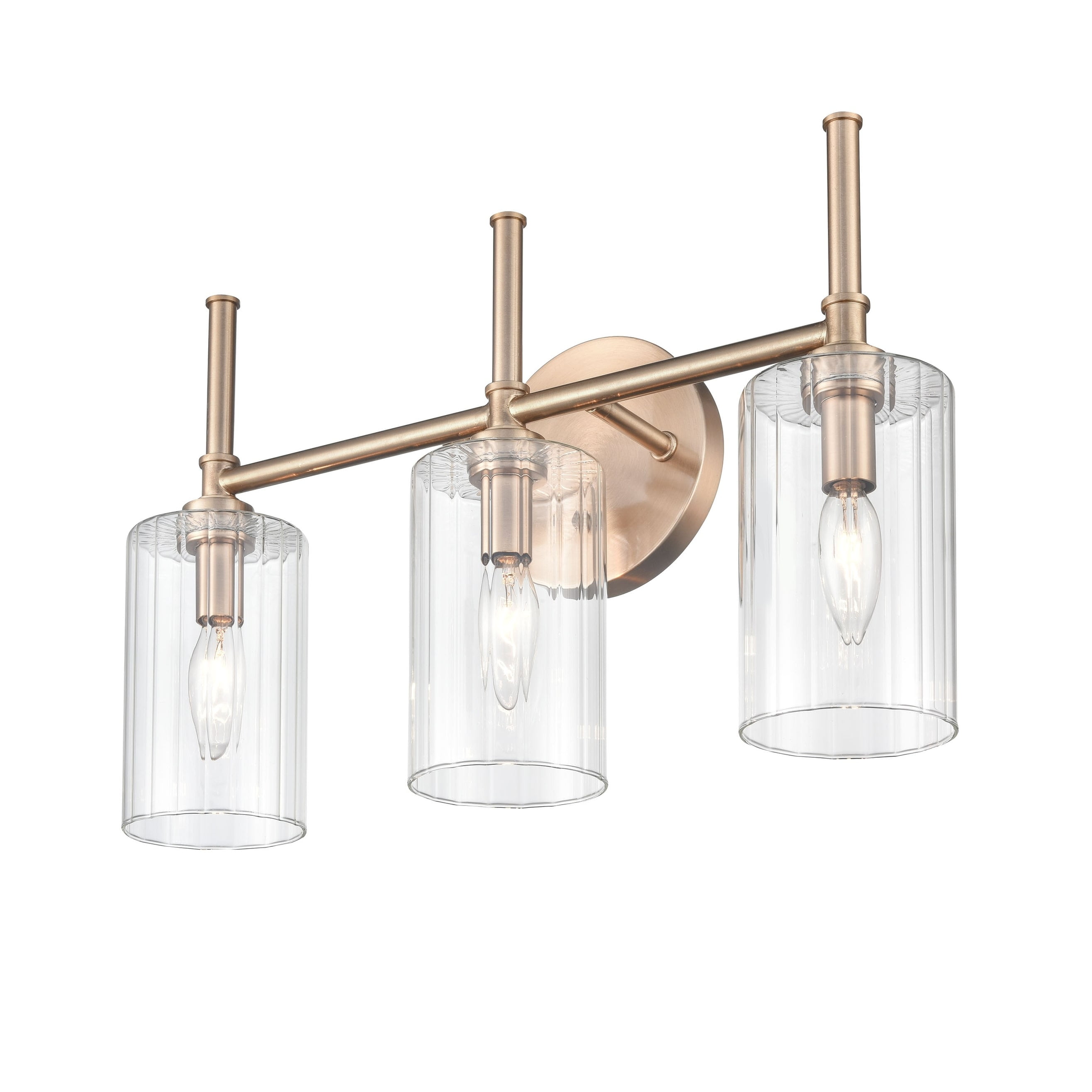Millennium Lighting  Chastine Bathroom Vanity Light Fixture with Clear Beveled Glass Shades 3 Light - Modern Gold