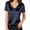 Blue, variant on Summer T Shirts for Women Fashion Short Sleeve V Neck Casual Basic Top with Mesh Yoke Blue L