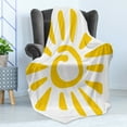 thumbnail image 4 of Sun Soft Flannel Fleece Throw Blanket, Childish Doodle Style Sun Circle and Rays Burst Beams Nature Hot Summertime, Cozy Plush for Indoor and Outdoor Use, 50" x 70", Yellow White, by Ambesonne, 4 of 5