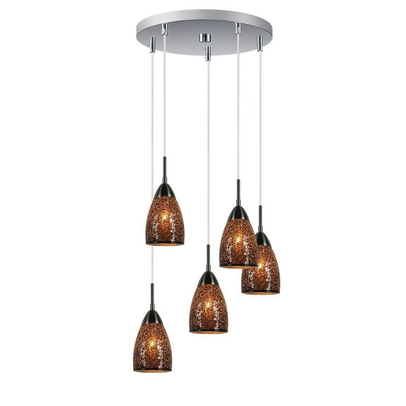 Woodbridge Lighting Venezia 5-Light Glass Cluster Pendant in Nickel/Mirror