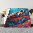 thumbnail image 1 of Fotbe Colorful Ocean Sea Turtle Manta de Franela con Estampado, Manta Ultrasuave para Cama, Sofá, Auto, Hipoalergénica y Antibolitas-60"x50", 1 of 6