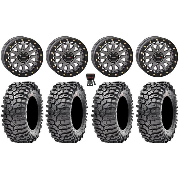 System 3 SB-6 15" Wheels Gunmetal (4 3) 32" Roxxzilla Tires Sportsman RZR Ranger