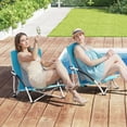 thumbnail image 4 of Costway 1 PCS Chaise Parasol de Plage Portable avec Parasol Hexagonal Accoudoirs Confortables Siège Respirant Bleu, 4 of 9