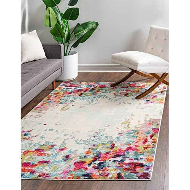 Unique Loom Collection Chromatique Moderne Coloré & Vibrant Abstrait Zone Tapis pour Tout Décor à la Maison, 5 x 8 Pieds, Multi/Beige