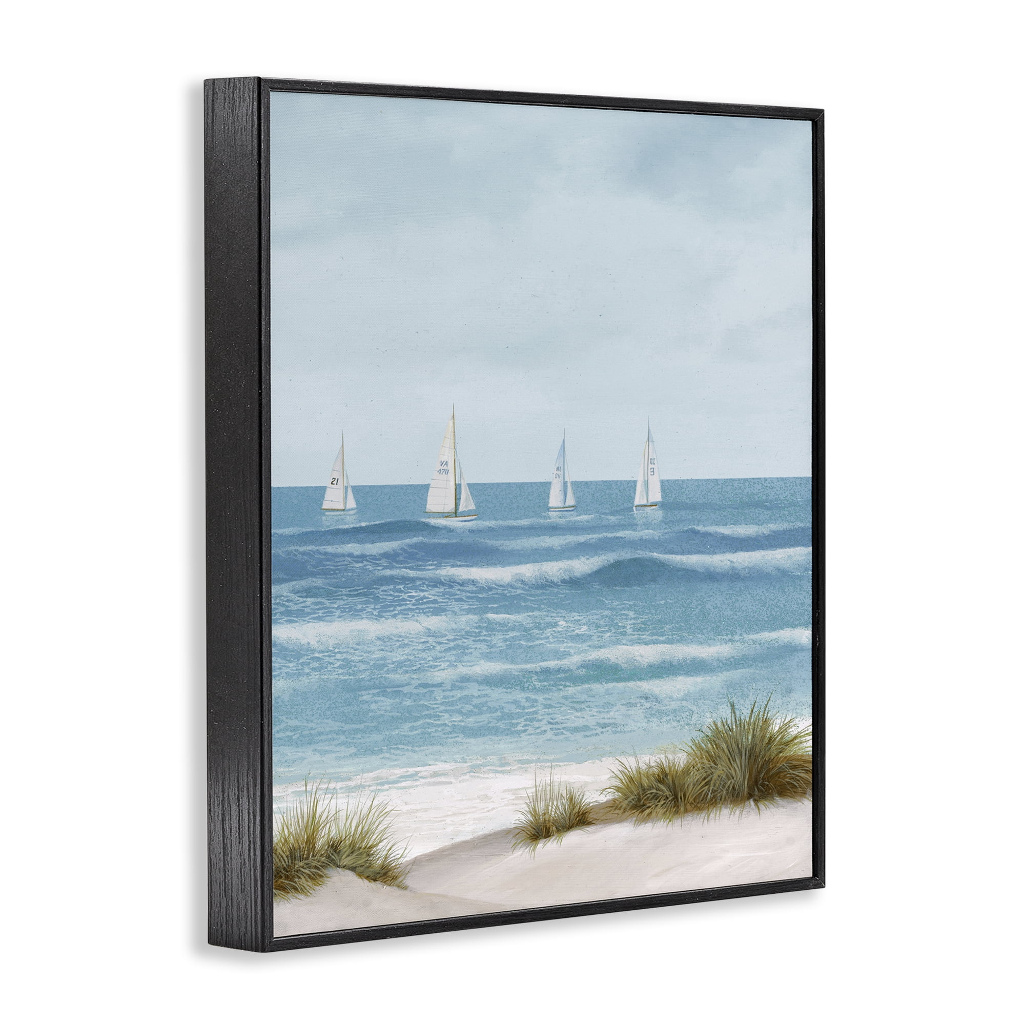Stupell Industries Boats Sailing Away Black Framed Giclee Art, design by Lorenzo Collective