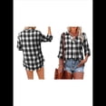 thumbnail image 2 of Blusa Holgada de Larga con Cuello en V y Estampado Collage de Otoño para Mujer Negro S, 2 of 5