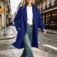thumbnail image 7 of cocolona Trench Coat for Women Open Front Long Sleeve Solid Color Long Jacket Notch Lapel Lined Fall Winter Wool Coat with Pockets, 7 of 7