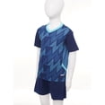 thumbnail image 3 of Jizyo Kids Boys Football Training Uniform Soccer Jersey Short Sleeve Shirts with Drawstring Mesh Dark Blue M, 3 of 7