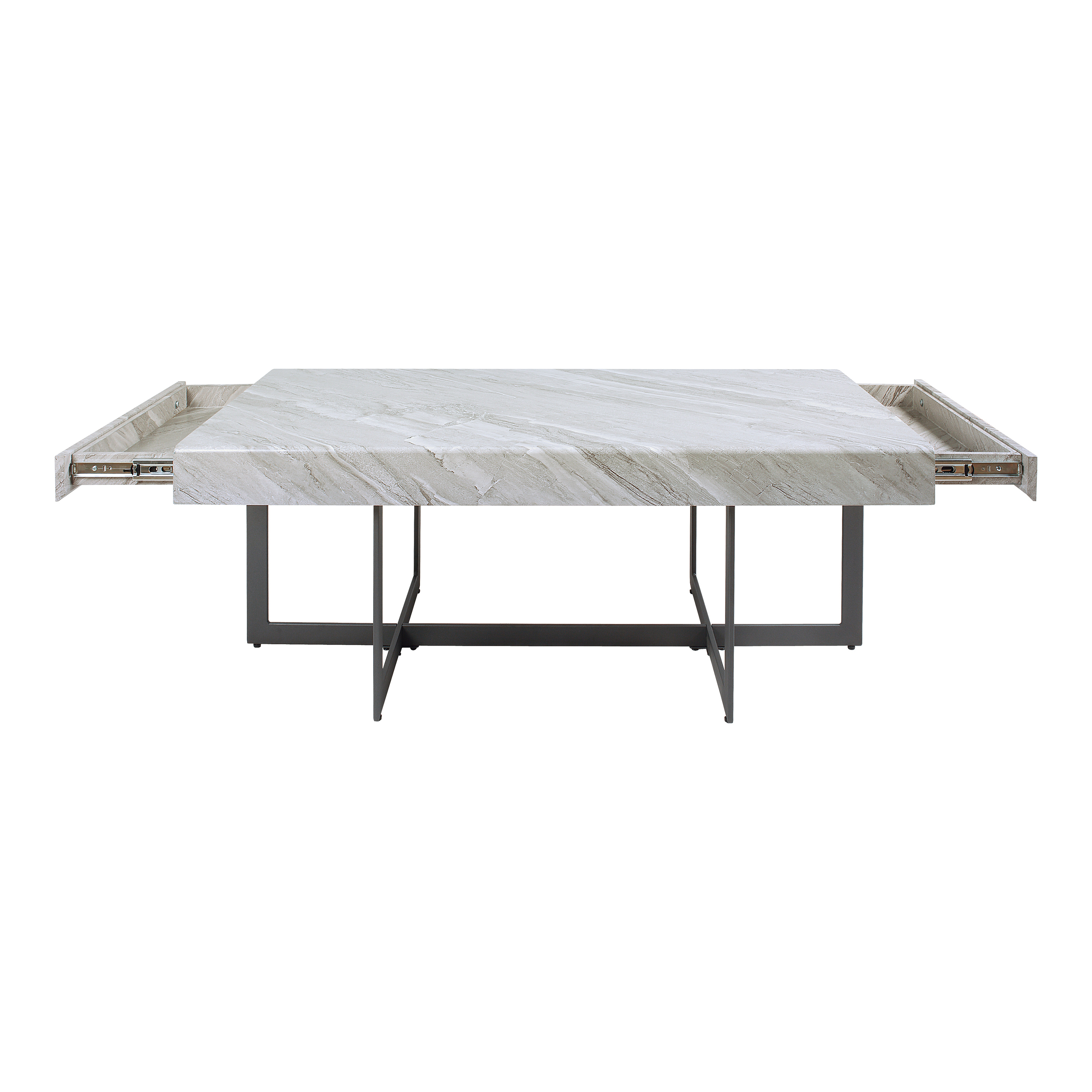 Furniture of America Ariadne 2-Drawer Wood Gray and Gun Metal Coffee Table