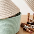 thumbnail image 3 of House Shaped Cotton Rope Storage Basket with Lid,Green, 3 of 6