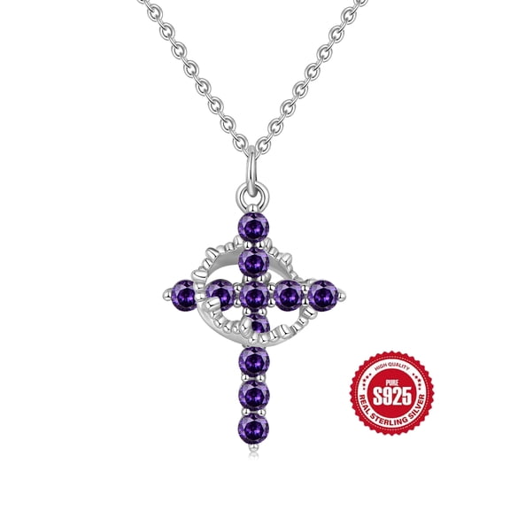 Renvor Cross Cubic Zirconia Charm Necklace, Sterling Silver