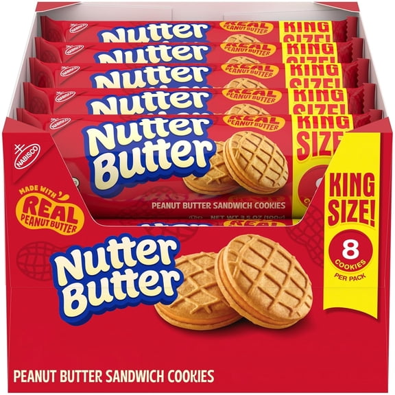 Nutter Butter King Size Peanut Butter Sandwich Cookies, 10 Packs, 3.5 oz Each