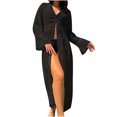 thumbnail image 2 of Beach Cover Ups for Women Boho Tie Front Long Kimonos Long Sleeve Flowy Bikini Swimsuit Cover Ups, 2 of 6
