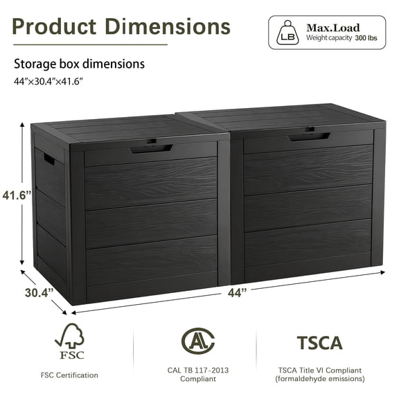 35 Gallon Resin Deck Box with Lockable Latch, Waterproof UV-Resistant Multi-Purpose Outdoor Storage for Patio Cushions