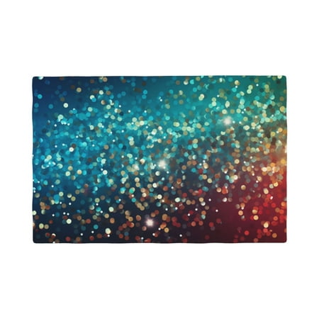 

Table Placemats Set of 6 - Colorful Rainbow Glitter 12x18 In Faux Linen Double Heat Resistant Place Mats Cloth Indoor/Outdoor Placemats Washable Table Mats for Dining Kitchen Party