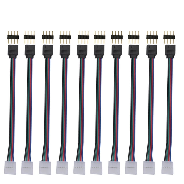 Led Connectors for Strip Lights 4 Pin 10 Pcs 10Mm 4 Pin Male Female Pcb Connector Cable for Rgb 5050 3528 Led Strips Led Strip Light Connectors 4 Pin Led Strip Connector 4 Pin