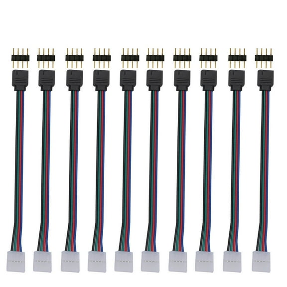 Vikakiooze 10 Pcs 10mm 4 Pin Male Female PCB Connector Cable For RGB 5050 3528 LED Strips