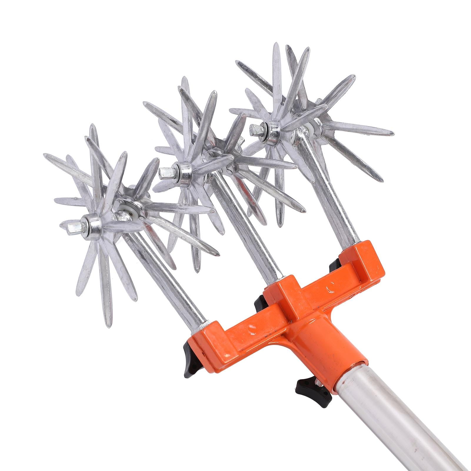 YAHHU Manual Rotary Cultivator – Stainless Steel Teeth, Adjustable Handle, 3 Interchangeable Impellers, Ergonomic Grip