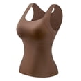 thumbnail image 6 of Soyumi Tops for Women, Built In Bra Tank Tops High Strechy Shapewear for Women Slim Fit Seamless Sleeveless Tshirt Racerback Summer Workout Running Yoga Gym Athletic Shirt, Coffee, 6 of 9
