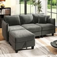 thumbnail image 5 of BedLuxury 84” Modular Sectional Sofa with Moveable Storage Ottoman, Cloud Couch Seats 4, Modern Living Room Furniture, Chenille Gray, 5 of 11